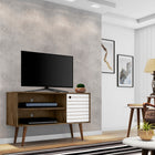 Manhattan Comfort Liberty Mid-Century Modern 43" TV Stand in Rustic Brown and White