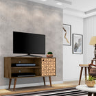 Manhattan Comfort Liberty Mid-Century Modern 43" TV Stand in Rustic Brown and Natural