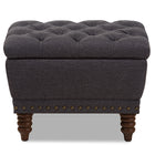 Baxton Studio Annabelle Modern and Contemporary Dark Grey Fabric Upholstered Walnut Wood Finished Button-Tufted Storage Ottoman