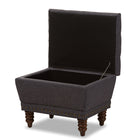 Baxton Studio Annabelle Modern and Contemporary Dark Grey Fabric Upholstered Walnut Wood Finished Button-Tufted Storage Ottoman