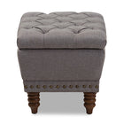 Baxton Studio Annabelle Modern and Contemporary Light Grey Fabric Upholstered Walnut Wood Finished Button-Tufted Storage Ottoman