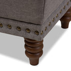 Baxton Studio Annabelle Modern and Contemporary Light Grey Fabric Upholstered Walnut Wood Finished Button-Tufted Storage Ottoman