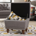 Baxton Studio Annabelle Modern and Contemporary Light Grey Fabric Upholstered Walnut Wood Finished Button-Tufted Storage Ottoman