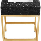 Meridian Furniture Marmo 24" Engineered Stone Top, Steel And Glass Base Vanity - Gold