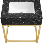 Meridian Furniture Marmo 24" Engineered Stone Top, Steel And Glass Base Vanity - Gold