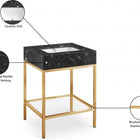 Meridian Furniture Marmo 24" Engineered Stone Top, Steel And Glass Base Vanity - Gold