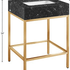 Meridian Furniture Marmo 24" Engineered Stone Top, Steel And Glass Base Vanity - Gold