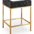 Meridian Furniture Marmo 24" Engineered Stone Top, Steel And Glass Base Vanity - Gold
