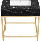 Meridian Furniture Marmo 30" Engineered Stone Top, Steel And Glass Base Vanity - Gold