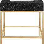 Meridian Furniture Marmo 30" Engineered Stone Top, Steel And Glass Base Vanity - Gold
