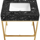 Meridian Furniture Marmo 30" Engineered Stone Top, Steel And Glass Base Vanity - Gold