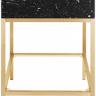 Meridian Furniture Marmo 30" Engineered Stone Top, Steel And Glass Base Vanity - Gold