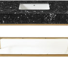 Meridian Furniture Marmo 48" Engineered Stone Top, Steel And Glass Base Vanity - Gold