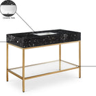 Meridian Furniture Marmo 48" Engineered Stone Top, Steel And Glass Base Vanity - Gold