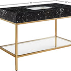 Meridian Furniture Marmo 48" Engineered Stone Top, Steel And Glass Base Vanity - Gold