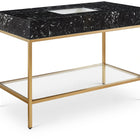 Meridian Furniture Marmo 48" Engineered Stone Top, Steel And Glass Base Vanity - Gold