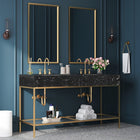 Meridian Furniture Marmo 60" Engineered Stone Top, Steel And Glass Base Vanity - Gold