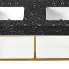 Meridian Furniture Marmo 60" Engineered Stone Top, Steel And Glass Base Vanity - Gold