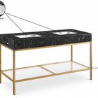 Meridian Furniture Marmo 60" Engineered Stone Top, Steel And Glass Base Vanity - Gold