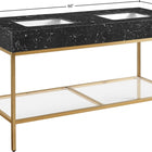 Meridian Furniture Marmo 60" Engineered Stone Top, Steel And Glass Base Vanity - Gold