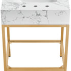 Meridian Furniture Marmo 24" Engineered Stone Top, Steel And Glass Base Vanity - Gold