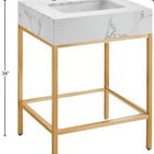 Meridian Furniture Marmo 24" Engineered Stone Top, Steel And Glass Base Vanity - Gold
