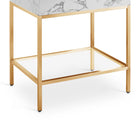 Meridian Furniture Marmo 30" Engineered Stone Top, Steel And Glass Base Vanity - Gold