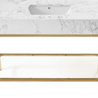 Meridian Furniture Marmo 48" Engineered Stone Top, Steel And Glass Base Vanity - Gold