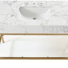Meridian Furniture Marmo 48" Engineered Stone Top, Steel And Glass Base Vanity - Gold