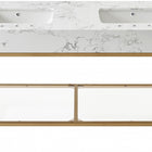 Meridian Furniture Marmo 60" Engineered Stone Top, Steel And Glass Base Vanity - Gold