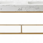 Meridian Furniture Marmo 60" Engineered Stone Top, Steel And Glass Base Vanity - Gold