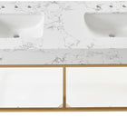 Meridian Furniture Marmo 60" Engineered Stone Top, Steel And Glass Base Vanity - Gold