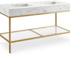 Meridian Furniture Marmo 60" Engineered Stone Top, Steel And Glass Base Vanity - Gold