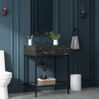 Meridian Furniture Marmo 24" Engineered Stone Top, Steel And Glass Base Vanity - Black