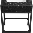 Meridian Furniture Marmo 24" Engineered Stone Top, Steel And Glass Base Vanity - Black