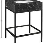 Meridian Furniture Marmo 24" Engineered Stone Top, Steel And Glass Base Vanity - Black