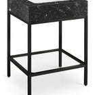 Meridian Furniture Marmo 24" Engineered Stone Top, Steel And Glass Base Vanity - Black