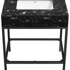 Meridian Furniture Marmo 30" Engineered Stone Top, Steel And Glass Base Vanity - Black