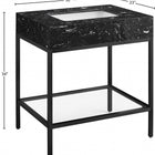 Meridian Furniture Marmo 30" Engineered Stone Top, Steel And Glass Base Vanity - Black