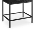 Meridian Furniture Marmo 30" Engineered Stone Top, Steel And Glass Base Vanity - Black