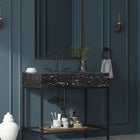 Meridian Furniture Marmo 36" Engineered Stone Top, Steel And Glass Base Vanity - Black