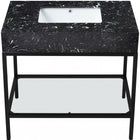 Meridian Furniture Marmo 36" Engineered Stone Top, Steel And Glass Base Vanity - Black