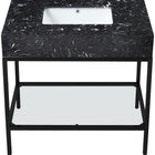 Meridian Furniture Marmo 36" Engineered Stone Top, Steel And Glass Base Vanity - Black