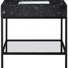Meridian Furniture Marmo 36" Engineered Stone Top, Steel And Glass Base Vanity - Black