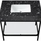 Meridian Furniture Marmo 36" Engineered Stone Top, Steel And Glass Base Vanity - Black