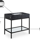 Meridian Furniture Marmo 36" Engineered Stone Top, Steel And Glass Base Vanity - Black