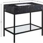 Meridian Furniture Marmo 36" Engineered Stone Top, Steel And Glass Base Vanity - Black