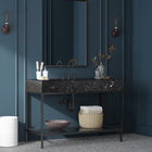 Meridian Furniture Marmo 48" Engineered Stone Top, Steel And Glass Base Vanity - Black