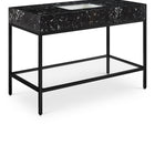 Meridian Furniture Marmo 48" Engineered Stone Top, Steel And Glass Base Vanity - Black