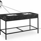 Meridian Furniture Marmo 60" Engineered Stone Top, Steel And Glass Base Vanity - Black